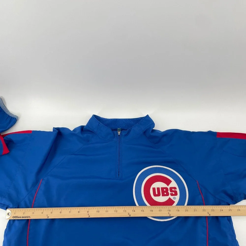 Majestic Chicago Cubs Pullover Mens Large Blue 1/4 Zip Windbreaker MLB Authentic